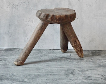 RARE Three Legs Burkina Faso Lobi Stool | Antique African Stool | African Wooden End Table | Side Stool