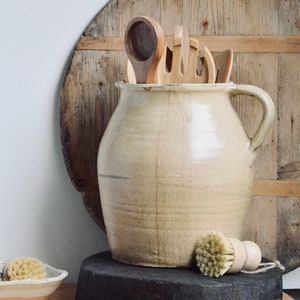 European Handled Pot |  Rustic Jug | Wabi Sabi  Pottery Vase | Primitive Decor