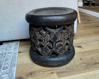 Vintage African Stool | Oku Stool | Cameroon Side Table | Handmade Wood Stool | Wabi Sabi