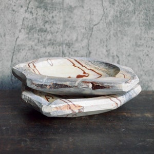 Hand-Carved Combarlite Catchall: Stone Jewelry Dish, Coffee Table Decor