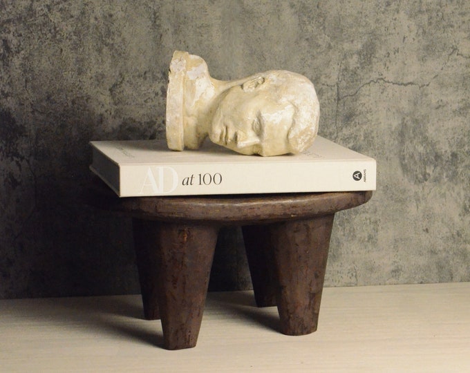 Handcarved Wood Senufo Stool: Vintage African Accent Table