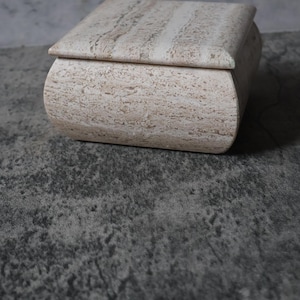Travertine Stone Box with Lid – Handmade Minimalist Jewelry Storage, Neutral Decor image 8