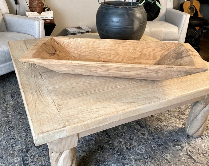 Oversize Handcarved Wooden Dough Bowl Center Piece for Table European