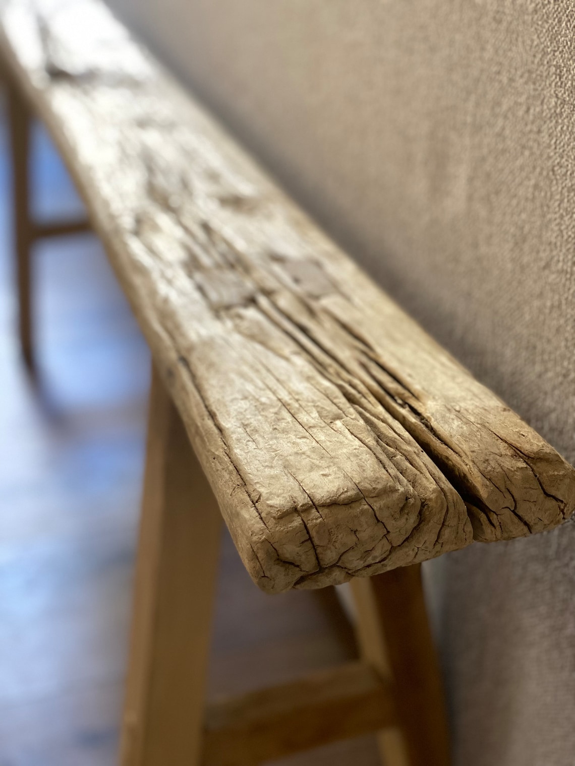 Vintage Rustic Skinny Elm Bench Vintage Reclaimed Elm Wood Etsy