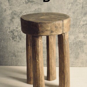 Vintage Round Senufo Stool Long Legs African Carved by Hand Wooden End Table Side Stool Plant Stand FREE SHIPPING D. 11.5H x 7.5D inches