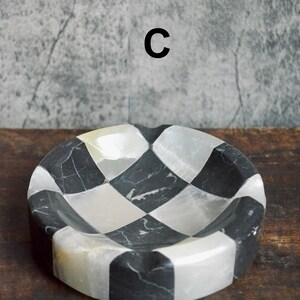 Checkered Onyx Catchall Jewelry Dish Stone Soap Dish Coffee Table Decor Hand-carved Stone Bowl Candle Holder Christmas Gift C