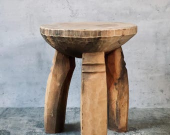 Vintage Senufo Stool | African Round Senufo Stool | African Wooden End Table | African Bench | Side Stool | Vintage Bench African | Gift