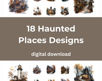 Haunted Places Clipart Set,  Graphics | Dark Academia Digital Bundle for Journals & Crafts