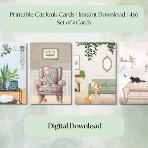 Cat-Themed Card, Printable Ephemera Cards, Journal Cards, Scrapbook Cards, Pet Cards, Cute Cards
