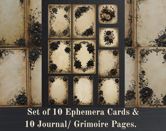 Gothic Junk Journal Kit | Dark Academia Grimoire Pages & Ephemera | Witchy Digital Paper Pack