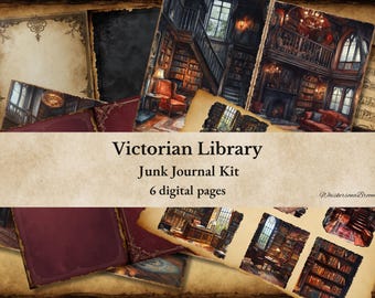 Diario de la Biblioteca Victoriana, 6 páginas dobles, imprimibles de Dark Academia, material de biblioteca