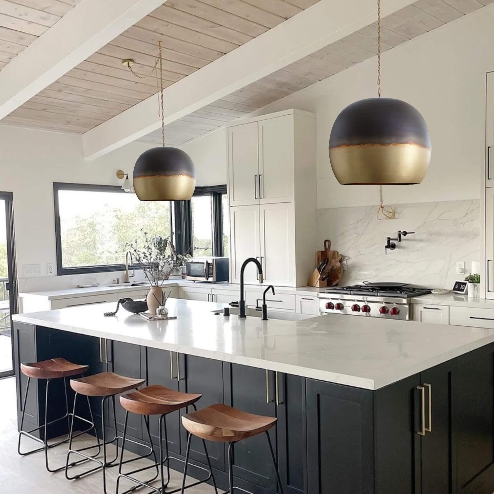 Large Modern Kitchen Island Lighting Fixture in Burnished Brass Finish ...