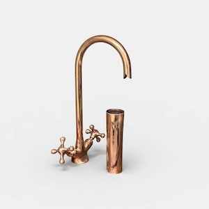 Solid Copper Bathroom Faucet — Gooseneck Copper Faucet for Bathroom Sink or Washbasin, Bathroom Accessories