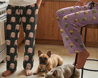 Custom Face Pajama Pants • Personalized Photo Pajamas • Couples Matching Sleepwear • Funny Mothers Gift for Mom