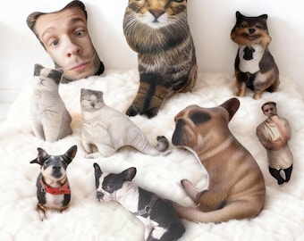 Hässliches Haustier Kissen Katzenkissen - personalisiertes 3D-Haustier hässliches Kissen vom Foto - Weihnachtshaustier-Plüschtier-förmiges Kissen-hässliche Stofftiere