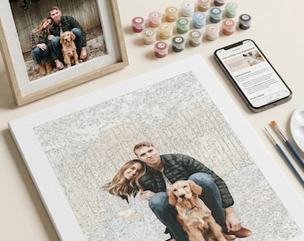 Kit de pintura por números personalizado - Retrato fotográfico personalizado DIY - Kit de pintura por números para parejas - Regalos para profesores
