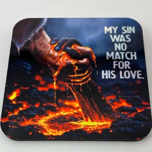 3&quot; square Magnet - No match for His love - hardback, sayings, humor, memes, decor for home, office, classroom, gifts
