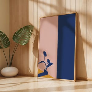 Affiche minimaliste dessinée à la main avec des fleurs et des ombres – Téléchargement numérique