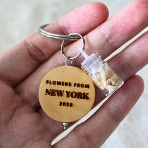 Custom Travel Keychain | Personalized Travel Keepsake with Custom Engraving & Glass Bottle | Unique Souvenir Gift for Travelers