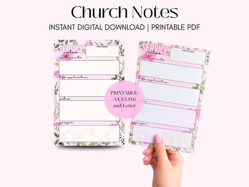Church Notes Printable | Sermon Notes | Digital Download - Etsy