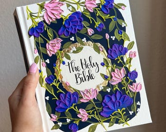 The Lilah Design Bible | Personalized Bibles | Journaling Bible | Painted Bibles | Textured | Religious Gift