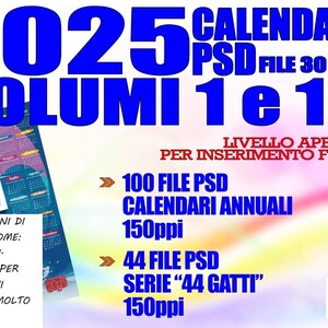 maschere calendario 144 pz anno 2025 misure 30x45 cm PSD 150ppi HD - con pdf
