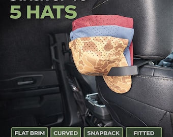 CabCap Headrest Hat Holder — Patent Pending — Holds 5 Baseball Caps, Universal Fit, No Tools, 3D Printed in USA, Truck Car SUV Hat Rack