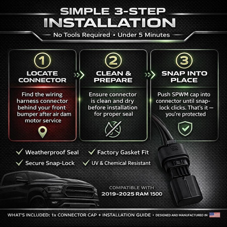 RAM 1500 Active Air Dam Connector Cap, Weatherproof Wiring Harness Plug ...