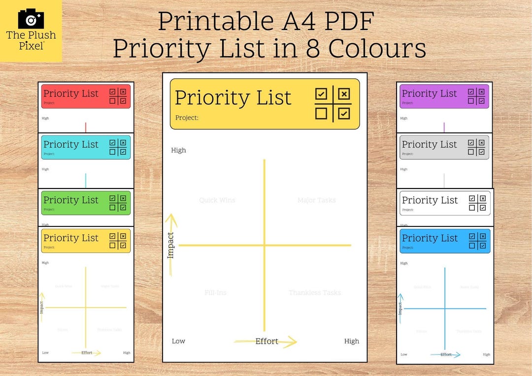 Printable Priority Matrix Template | Checklist | A4 PDF Print at Home ...