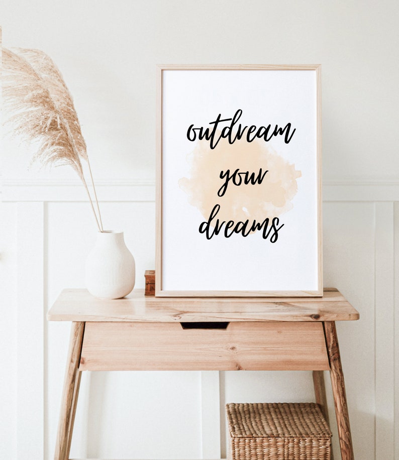 Inspirational SayingMotivation Quote ArtModern Home Office DecorBoho Printable ArtQuote in WatercolorDream BigMinimalistBoho Chic image 5