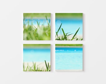 Abstract Swimming Pool Art Prints~4 Square Prints Set~Beach House Wall Decor~Summer Art Prints~Water Landscape Photography~Relaxing Wall Art