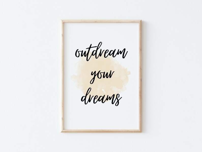 Inspirational SayingMotivation Quote ArtModern Home Office DecorBoho Printable ArtQuote in WatercolorDream BigMinimalistBoho Chic image 2