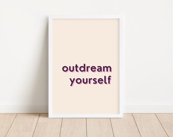 Inspirational quote art~Motivation wall art~Home office printable art~Modern typography art~Retro colors~Dream Big~Digital download