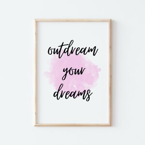 Inspirational SayingMotivation Quote ArtModern Home Office DecorBoho Printable ArtQuote in WatercolorDream BigMinimalistBoho Chic image 4