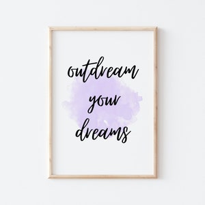 Inspirational SayingMotivation Quote ArtModern Home Office DecorBoho Printable ArtQuote in WatercolorDream BigMinimalistBoho Chic image 3