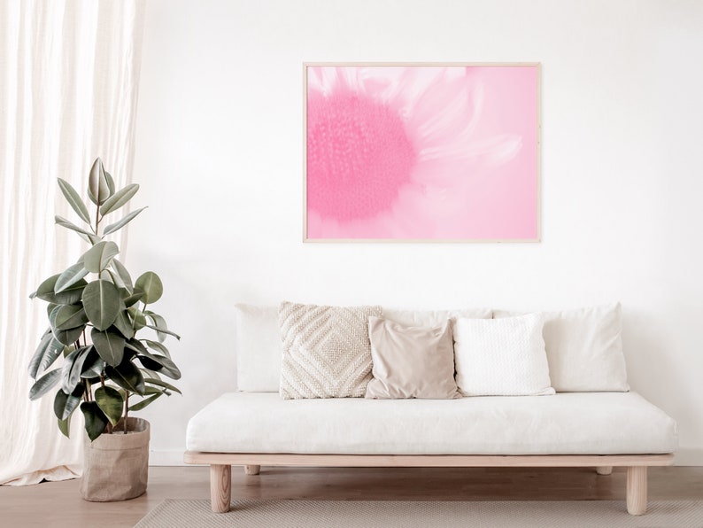 Pink Wall Art PrintsFlower PhotographyPastel Wall DecorSunflower PrintPink ArtGifts for HerBoho Printable Wall ArtAbstract Flower Art image 3