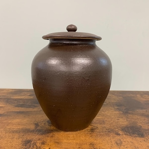 Handmade Korean Onggi Fermentation Jar(1 Gallon): Clay Crock for Kimchi, Sourdough, Sauerkraut, Pickles