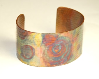 Large Copper Cuff - Medicinal Copper - Heat Patina - rustic jewelry - Healing Jewelry - Large Cuff