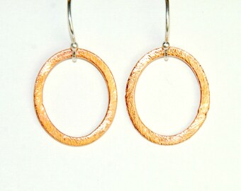 Mixed Metal Earrings - Copper and Sterling Silver - Copper Hoop Earrings - Simple