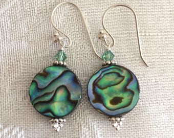 Abalone Earrings - Shell Jewelry - short earrings - Round Circles