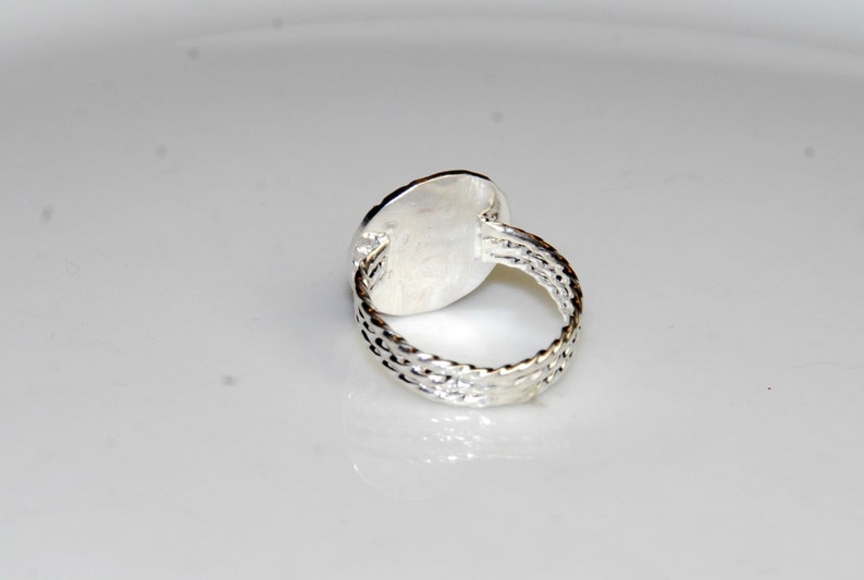 Sterling Silver Circle Ring Three twisted ring bands Hand stamped Size 6