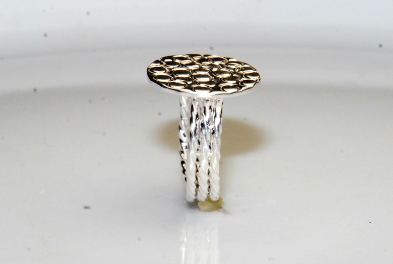Sterling Silver Circle Ring Three twisted ring bands Hand stamped Size 6