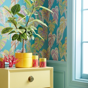 Thibaut DELILA Wallpaper, Designer Wallpaper, Large scale Leaf wallpaper, Multiple Color Ways, Islander Collection By Thibaut
