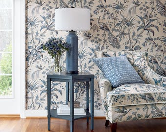 Anna French PEACOCK TOILE Wallpaper, Designer Wallpaper, Multiple Color Ways, BRISTOL Collection By Anna French featured by Thibaut
