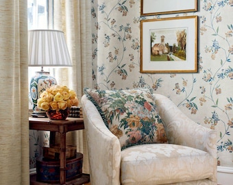 Thibaut EDO BLOOM Wallpaper, Designer Wallpaper, Linen, Multiple Color Ways, BELVEDERE By Thibaut