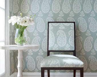 Thibaut CAMPANIA PAISLEY Wallpaper, Designer Wallpaper, Floral Sprig, Multiple Color Ways, BELVEDERE By Thibaut