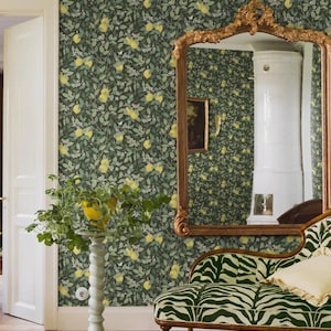 Schumacher CITRONTRÄD Wallpaper, Designer Wallpaper, Jenny Hahne Gadd, Foliage & Fruit Wallpaper, BORÅSTAPETER Collection, Kitchen Wallpaper