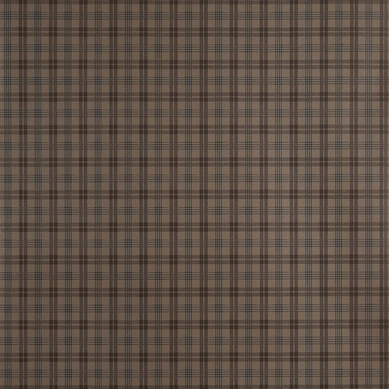Puede incluir: Una tela de cuadros marr&oacute;n y beige con un brillo sutil. La tela tiene un tejido fino y una textura suave.