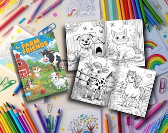 Printable Farm Animals Coloring Book for Kids – Fun Educational PDF Activity for Toddlers & Preschoolers | Instant Download