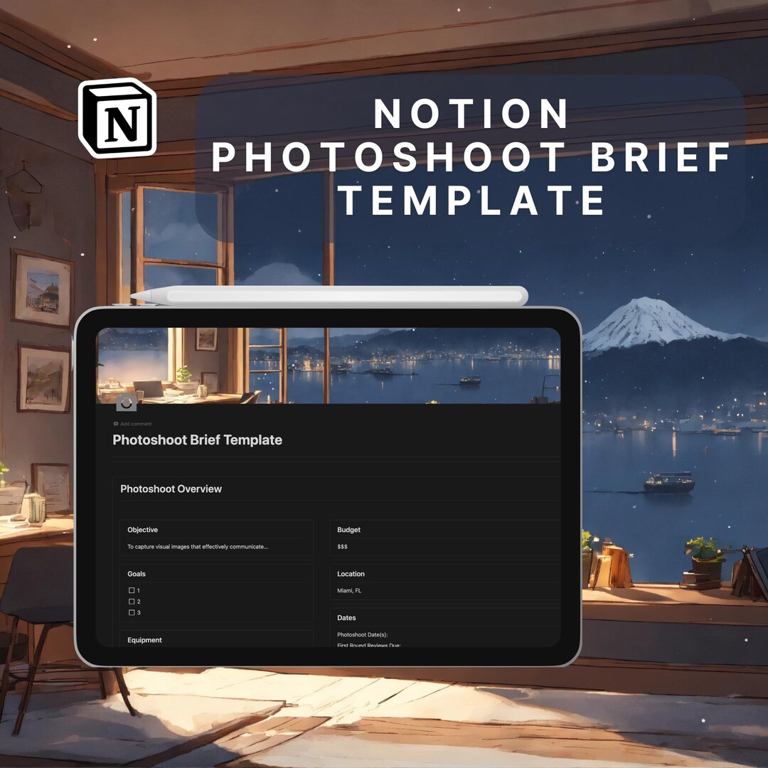 Notion Photoshoot Brief Template Etsy